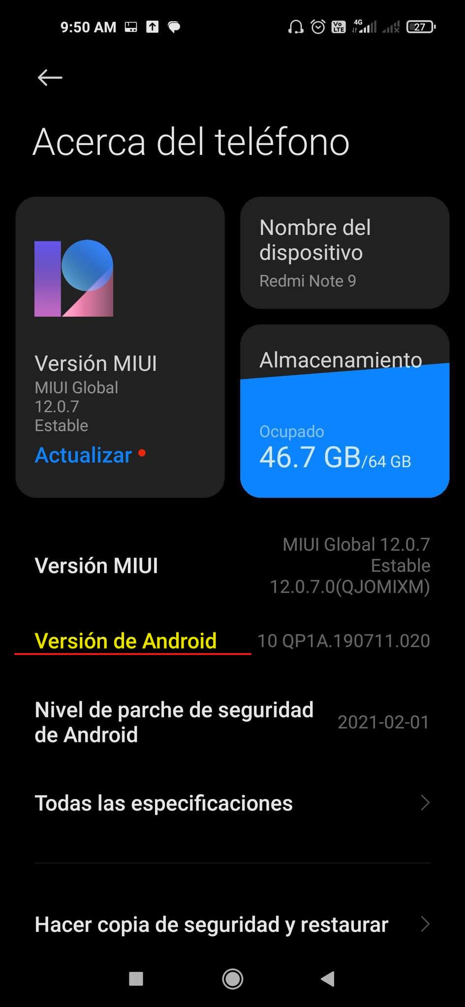 Saber la versión Android de mi teléfono